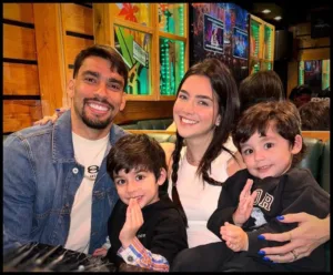 Lucas Paquetá with his wife and sons