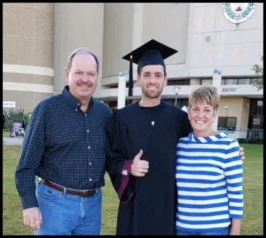 Austin Krajicek with his parents