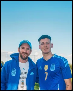 Franco Mastantuono with Messi