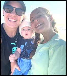 Nadine de Klerk with her girlfriend Delmari Tucker nd son