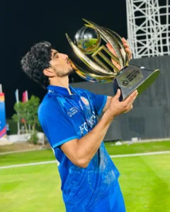Sediqullah Atal with 2024 ACC Emerging Teams Asia Cup Trophy
