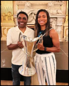 Catarina Macario with her father