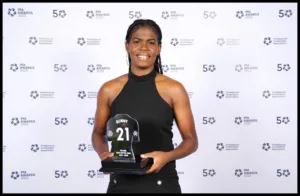 Khadija Shaw with trophy