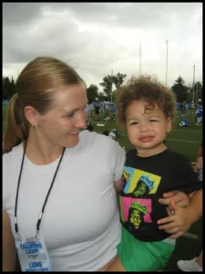 Tatum Causey with her son
