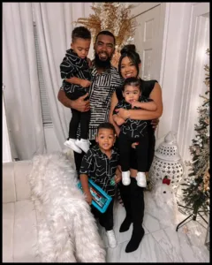 Teoscar Hernández with wife Jennifer Hernandez and his sons